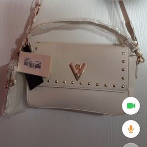 Elegant White Studded Handbag